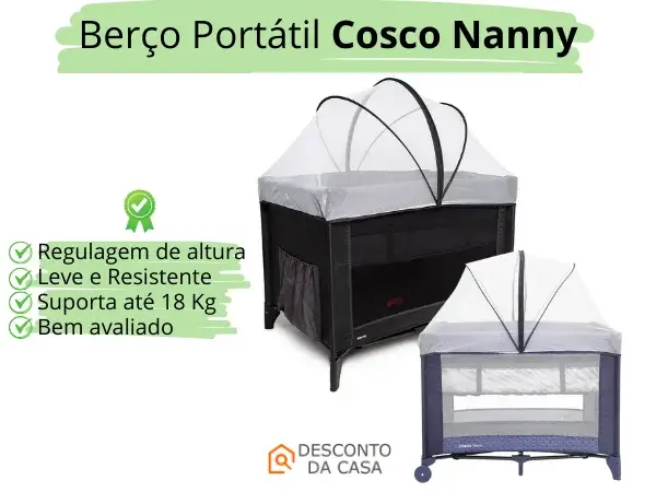 Promoção Berço Portátil Cosco Nanny - Desconto da Casa