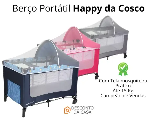 Promoção Berço Portátil Happy Cosco - Desconto da Casa